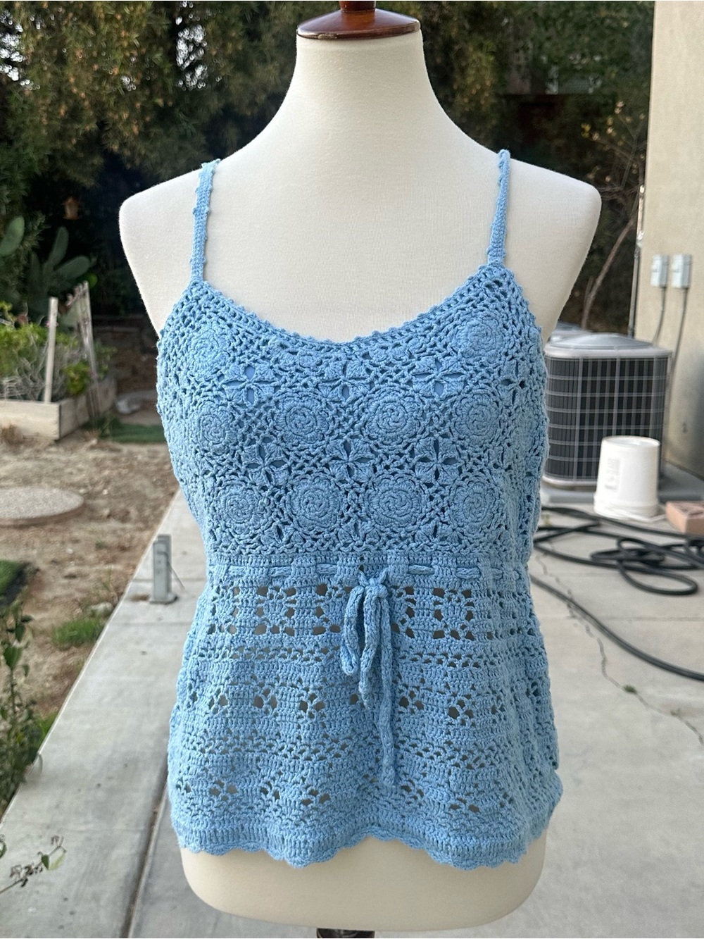 Vintage Sky Blue Crochet Camisole